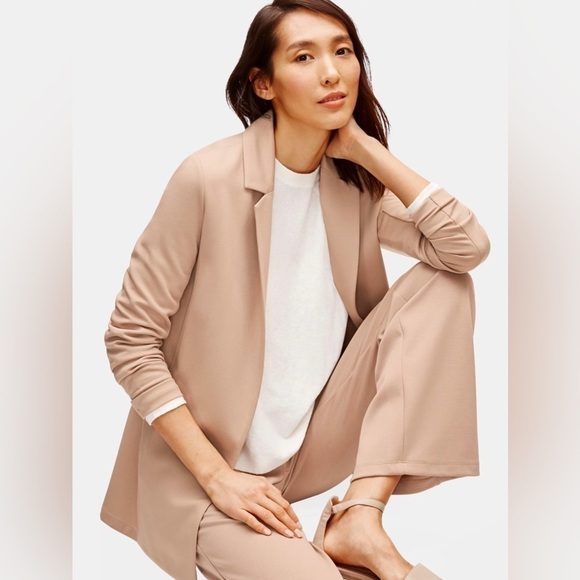 Eileen Fisher Flex Tencel Ponte Notch Collar Jacket Bramble M